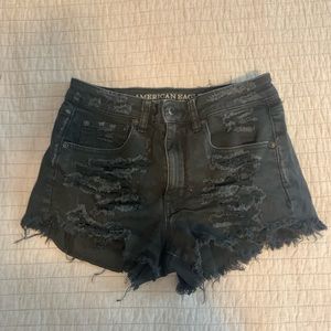 Black ripped high rise shorts